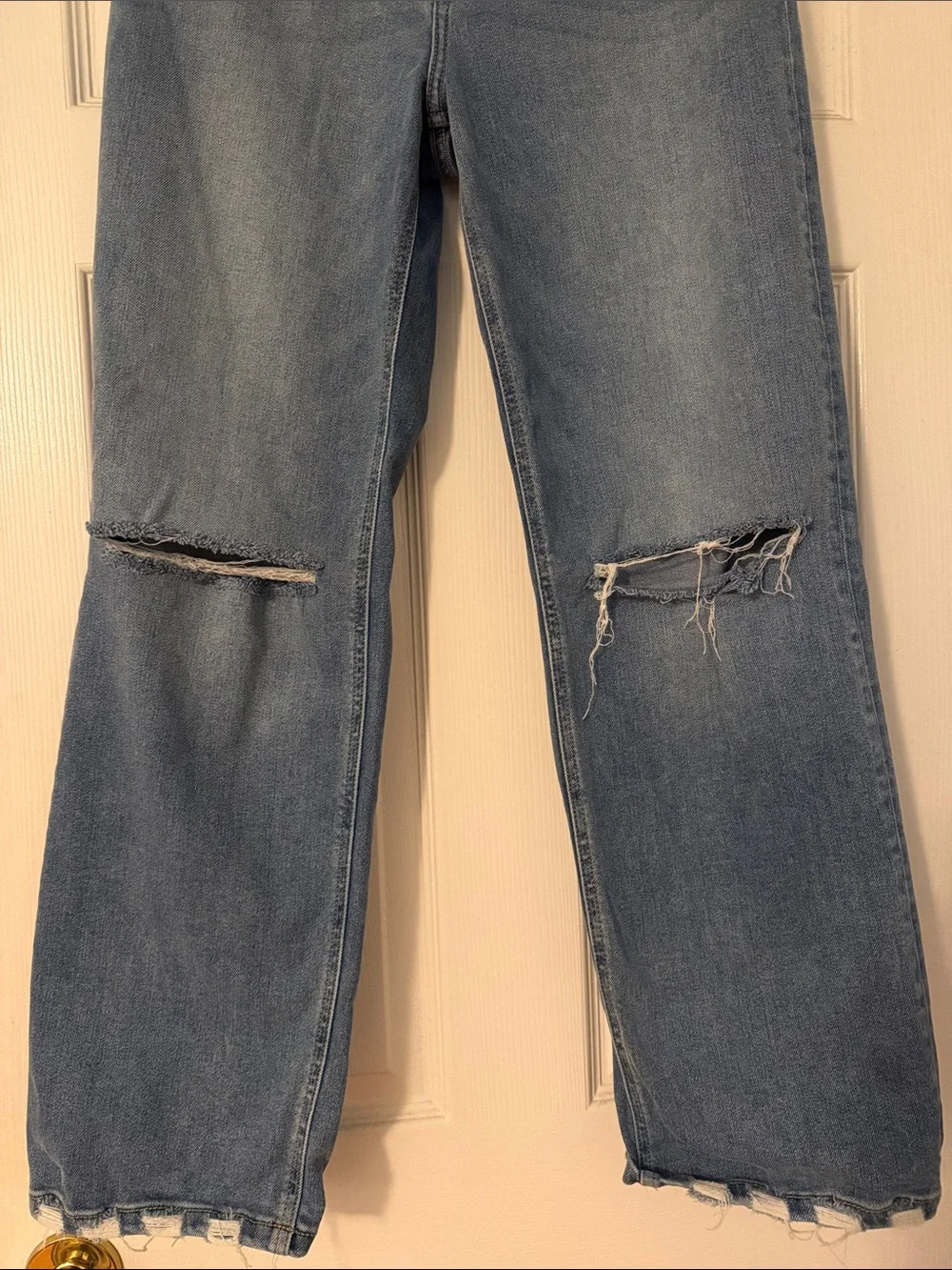 KanCan Light Blue Distressed Straight-Leg Jeans